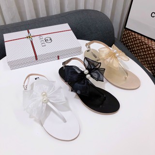 Sandal đế bằng xỏ ngón nơ lụa - Sandal bệt xỏ ngón nữ Chile