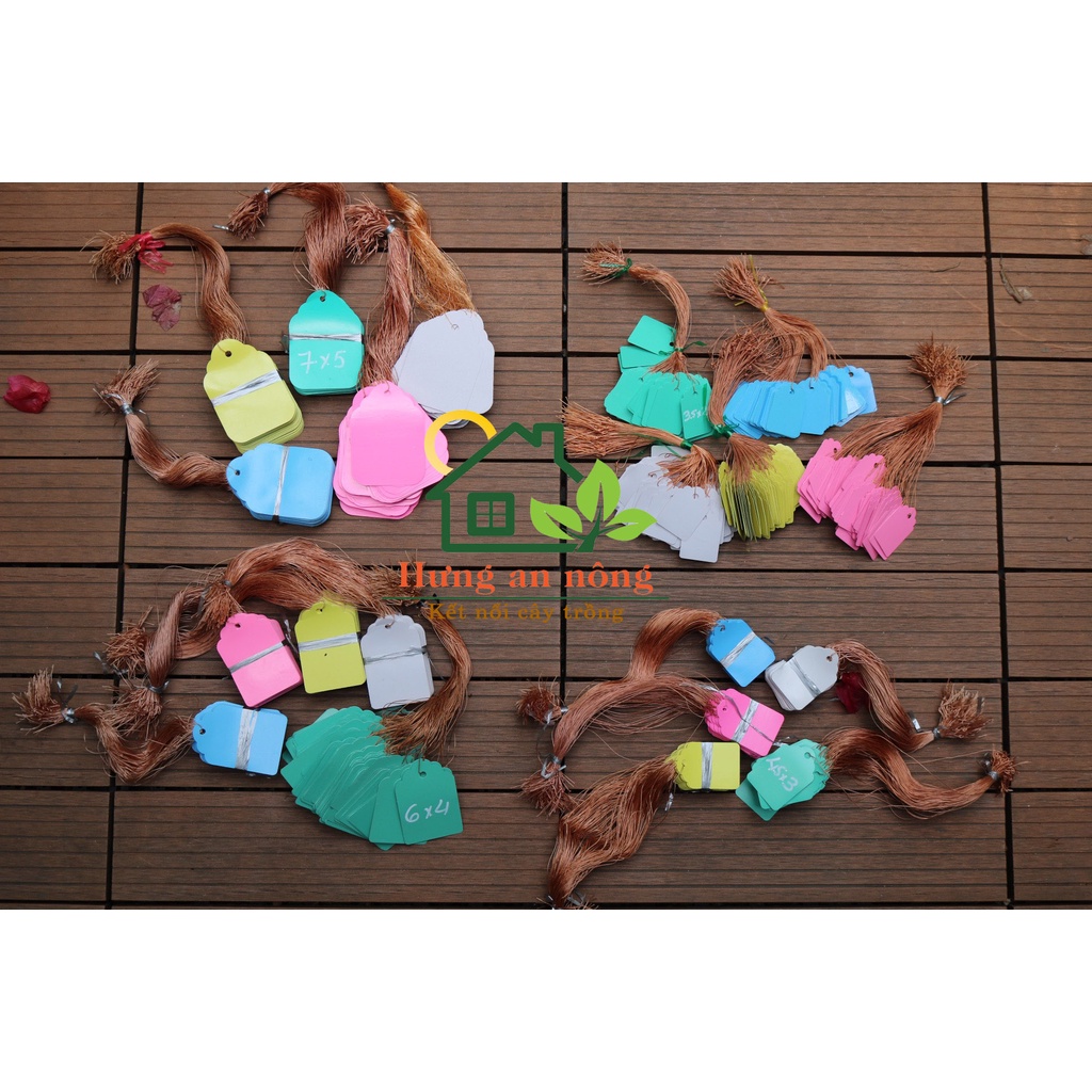 Set 100 thẻ treo kèm sẵn dây dùng ghi nhớ tên giống cây trồng - size 2.5x3.5cm, 3x4.5cm, 4x6cm, 5x7cm