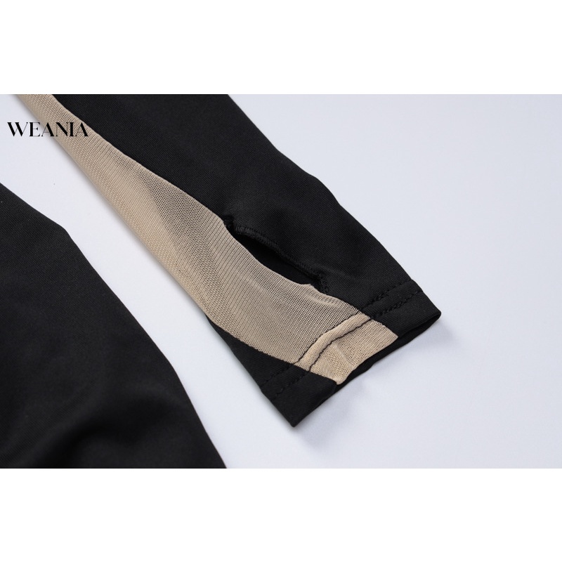 Đầm Dài Tay Ôm Dáng Phối Lưới Hở Lưng Quyến Rũ Dành Cho Nữ