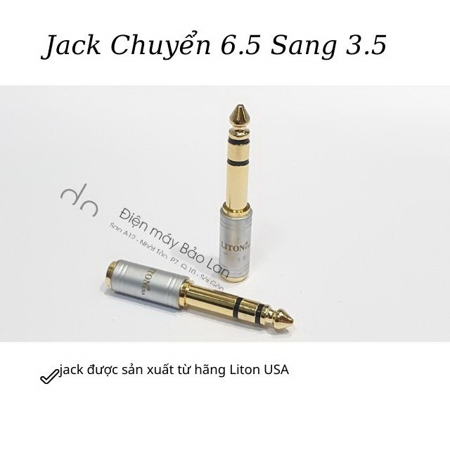 Jack 6.5 Sang 3.5 Liton USA Cao Cấp , Đầu Chuyển 6 Ly Đực Sang 3.5 Cái Màu Xám , Bảo Hành 6 Tháng