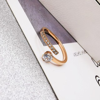 Nhẫn Nữ Bilyshop Kiểu Hở Mảnh Đính Đá Sang Trọng Titan Ko Đen Ko Ngứa TT 2465
