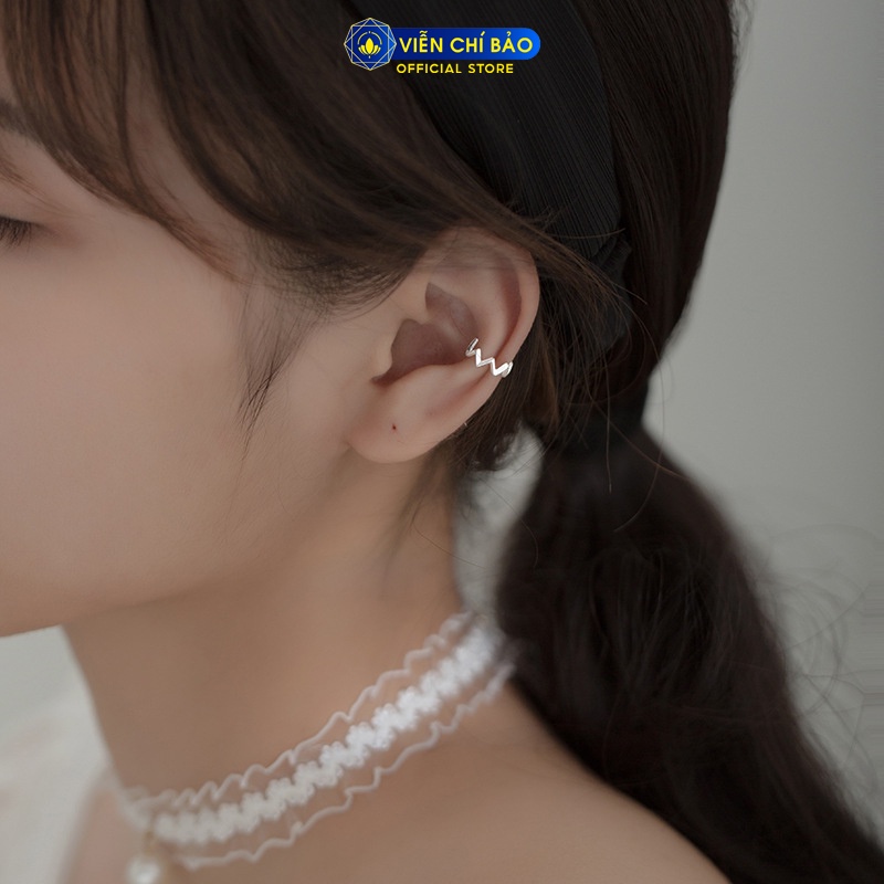 Bông tai bạc nữ kẹp vành Zig Zag chất liệu bạc S925 thời trang phụ kiện trang sức nữ Viễn Chí Bảo B400257