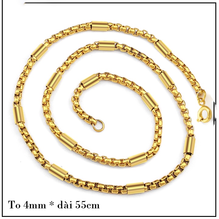 Dây chuyền nam kiểu ống trúc 4mm Khóa Xịn bọc khoanh trơn mạ vàng siêu đẹp, bền màu tạo đẳg cách phong độ cho người đeo