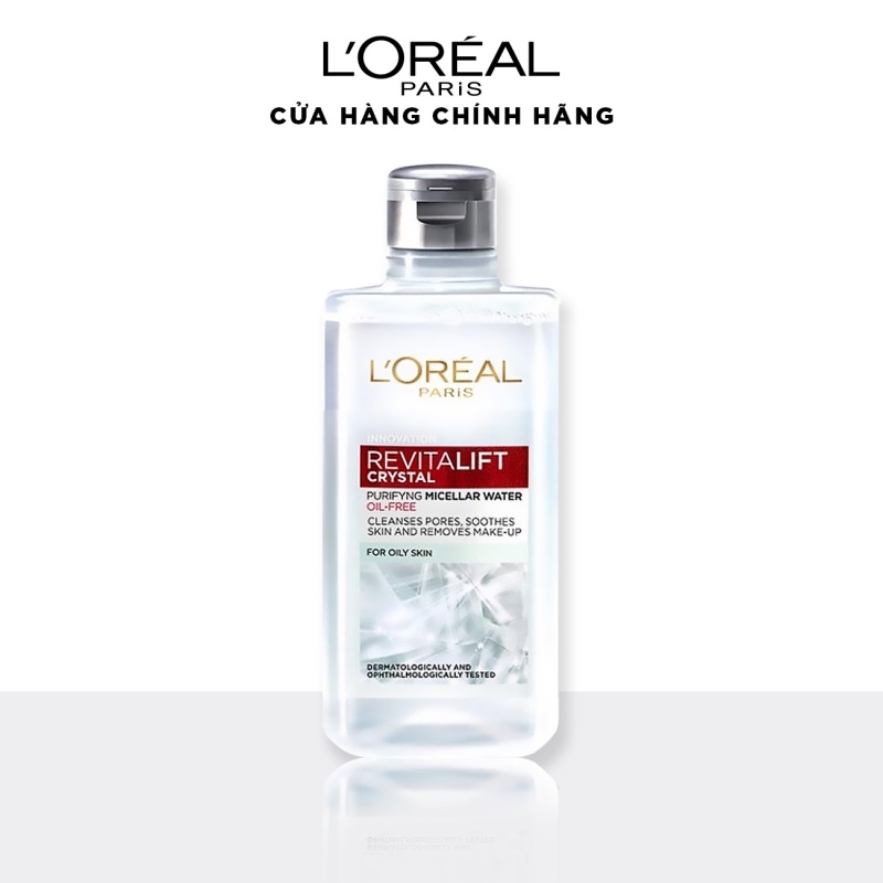 [Quà tặng không bán] Nước làm sạch và tẩy trang mềm mịn cho da dầu L'Oreal Paris Revitalift Crystal Micellar Water 95ml