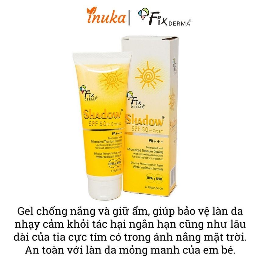 Kem chống nắng trắng da fixderma dưỡng ẩm kiềm dầu nâng tone lâu trôi cho da mặt 75gr inuka_store.