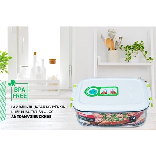 [HÀNG CHÍNH HÃNG] - Hộp Bảo Quản Thực Phẩm Biozone KB-SM900S2 900ml, Hộp Đựng Thức Ăn Trong Tủ Lạnh 2 Ngăn