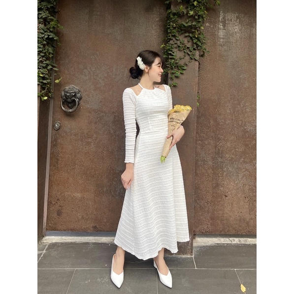 MYA DRESS Đầm yếm thun len xoè