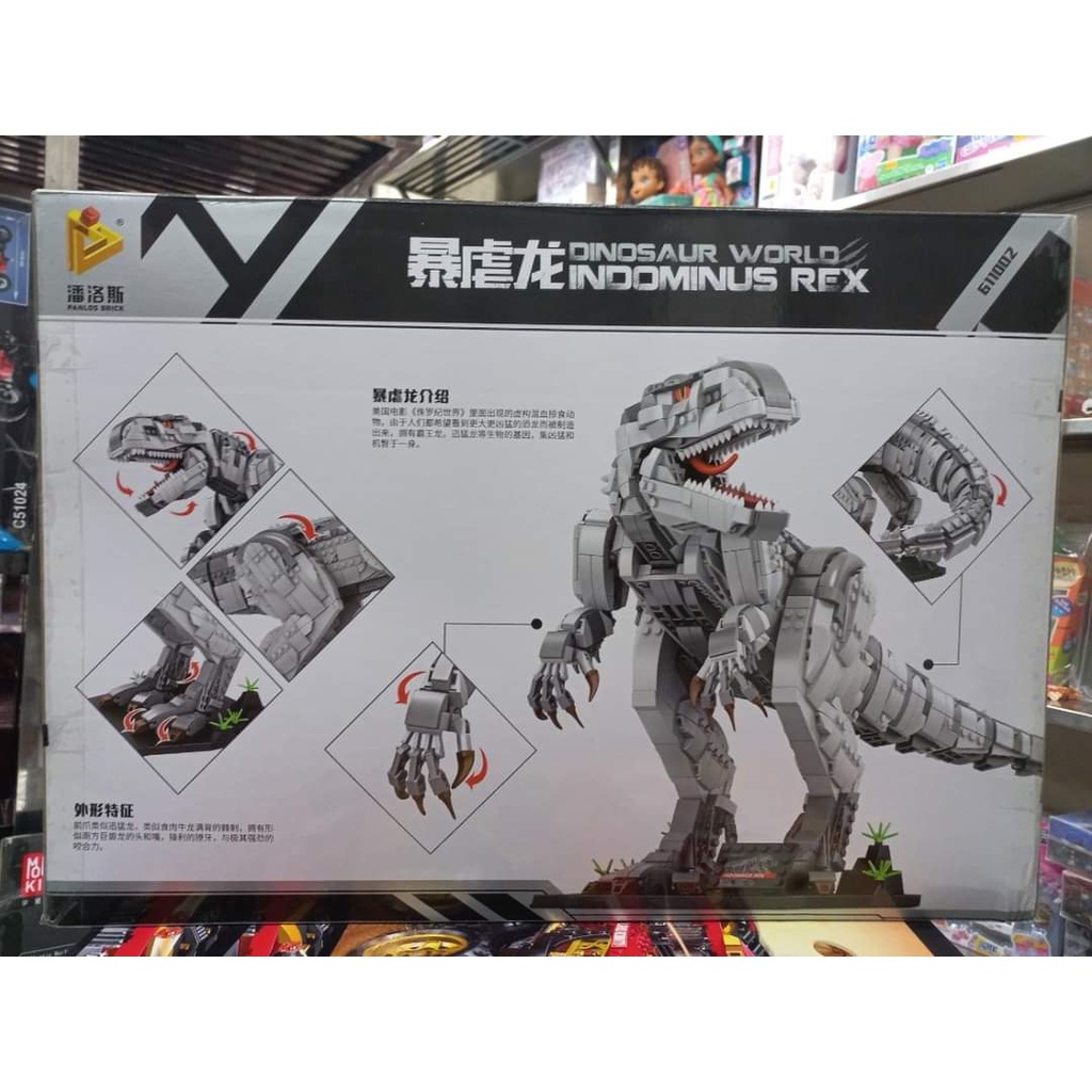 Xếp Hình Lego Panlos 611002 - Lắp Ráp Mô Hình Khủng Long Bạo Chúa Indominus Rex 2107 Mảnh Ghép