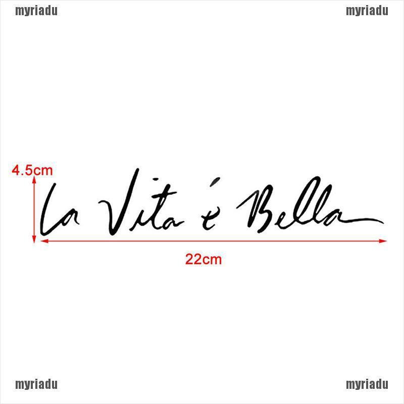 Miếng dán trang trí xe hơi chữ La Vita e bella độc đáo dễ thương