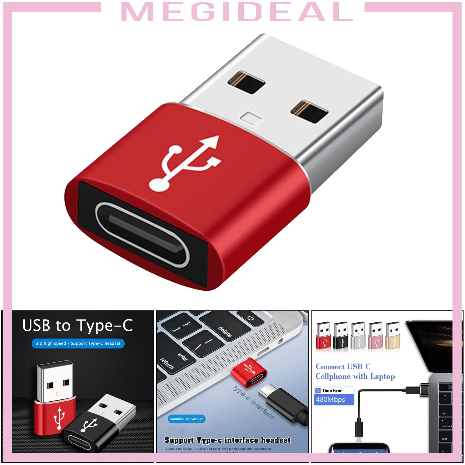 Multifunction 2-in-1 USB to USB C Type A Male toType C Female Adapter for Laptop PC Quest Link Data Transfer