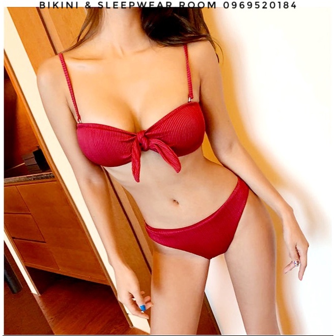 (Video+Hình Thật)Đồ Bơi Nữ Bikini Hàn Quốc Mới Nhất 2021 Mặc được 2 Kiểu 2 Mảnh Có Mút Lót Ngực Màu Đỏ Đô Swimwear | BigBuy360 - bigbuy360.vn