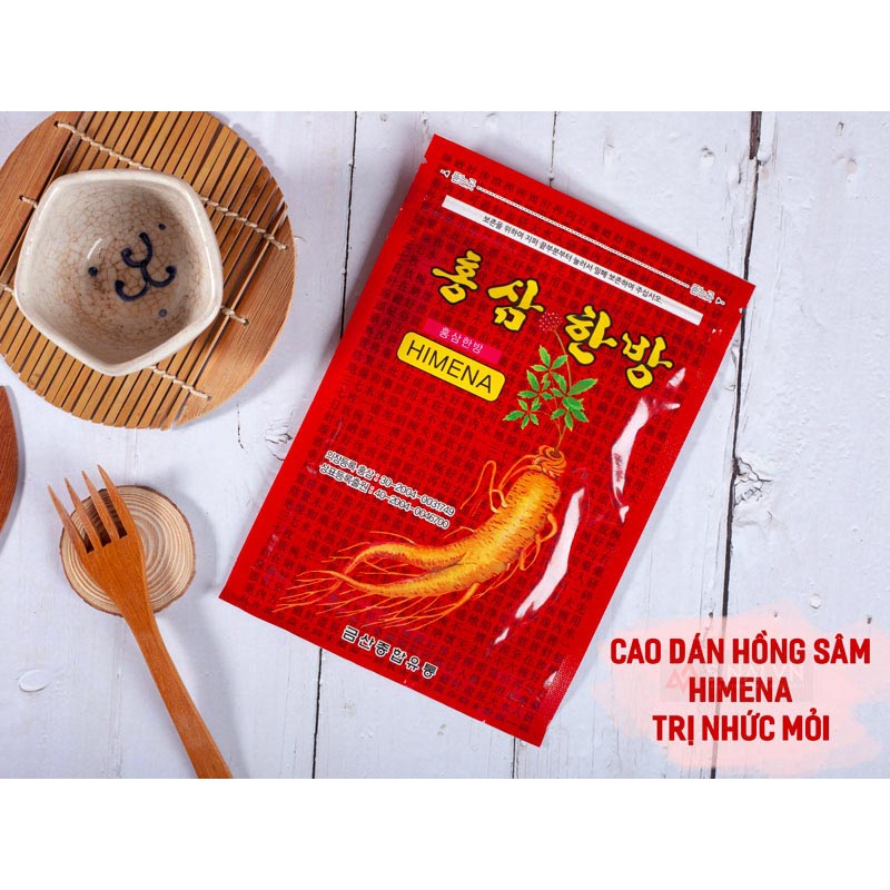 Cao dán hồng sâm himena đỏ hàn quốc chính hãng gói 20 miếng