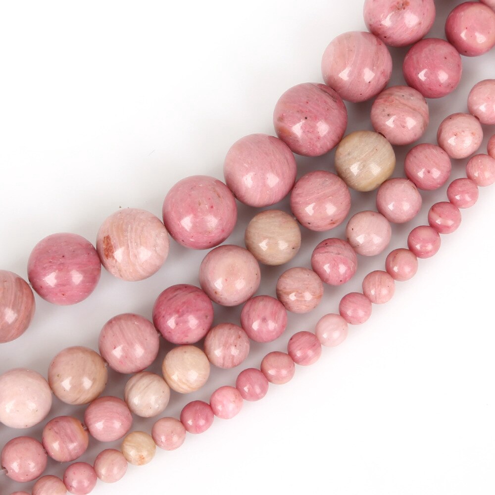 Chuỗi hạt đá rhodochrosite tự nhiên kích thước 4/6/8/10mm chuyên dùng làm đồ trang sức