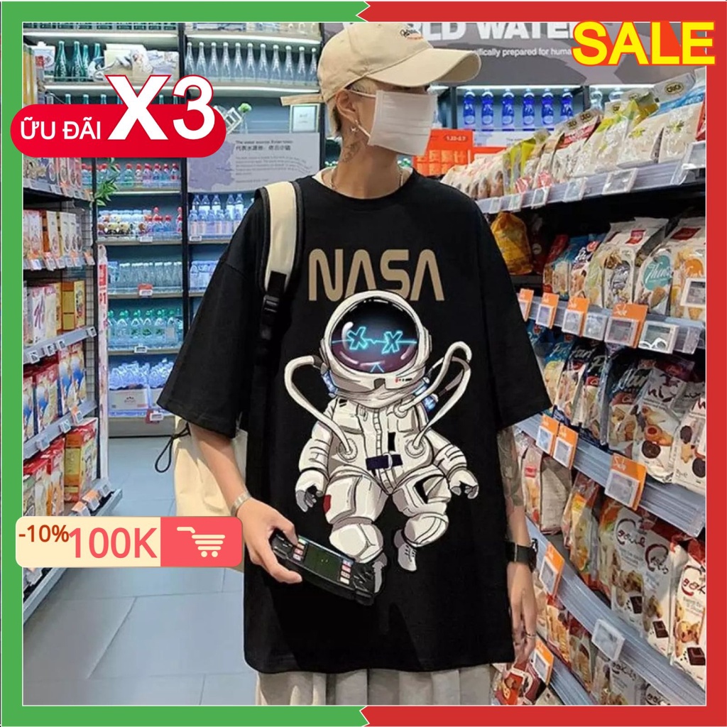 Áo thun nam nữ tay lỡ form rộng Sadboiz chất cotton co dãn in hình phi hành gia