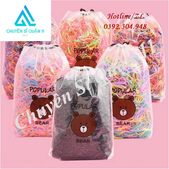 Set 4000 dây chun cột tóc cho bé , thun cột tóc nhiều màu + túi dây rút, phụ kiện tóc GD575-Thun4K