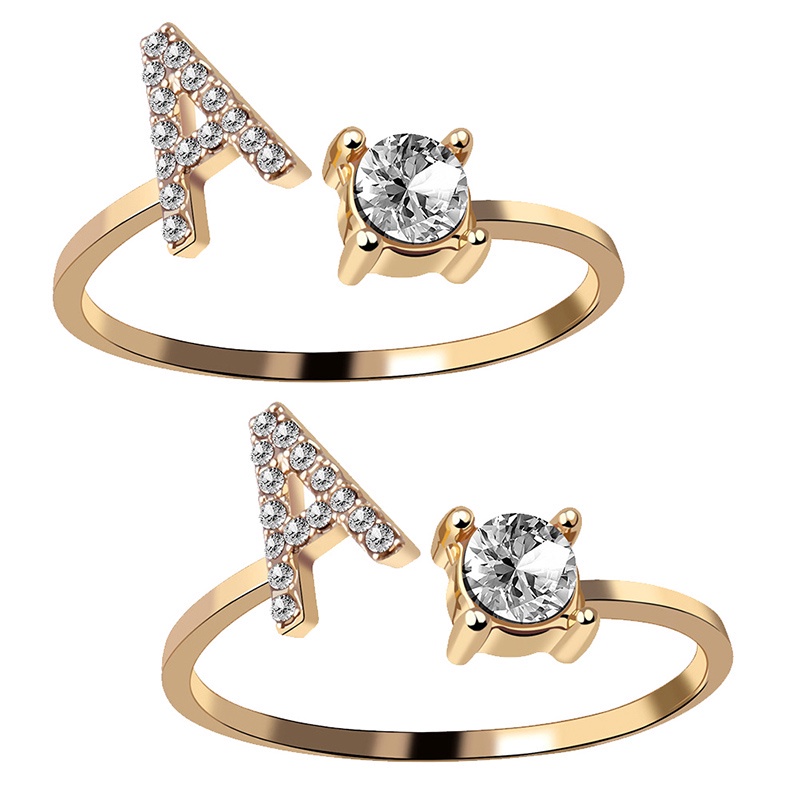 Set Nhẫn 26 Chữ Cái Tiếng Anh Đính Đá Zircon Cho Nữ