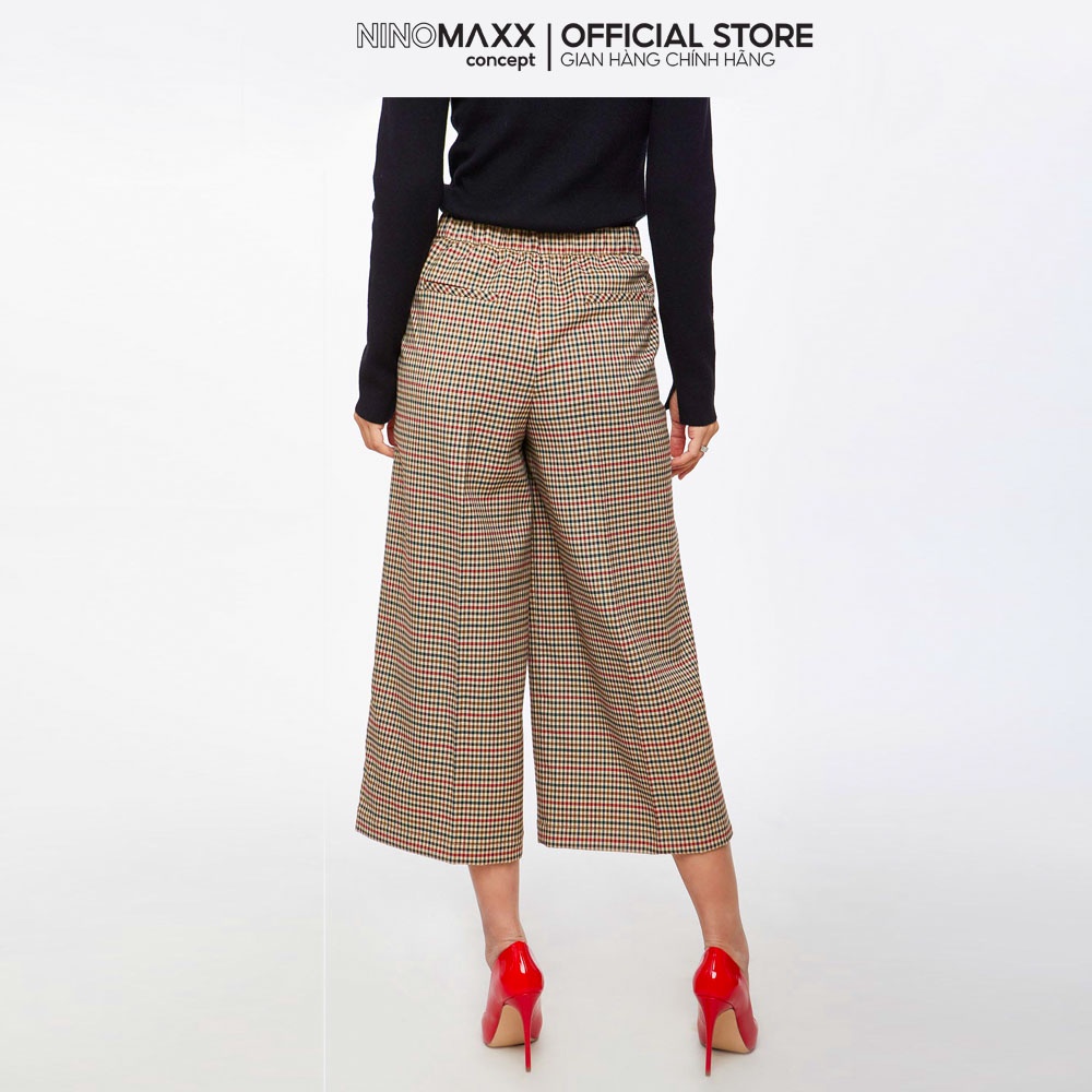 N&amp;M Quần tây nữ ống rộng sọc caro 1907150