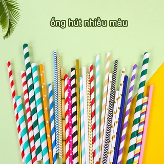 Ống hút giấy kẻ sọc nhiều màu 24h