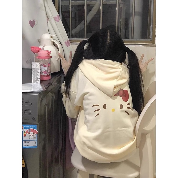 Áo khoác in hình hello kity màu trắng siêu cưng
