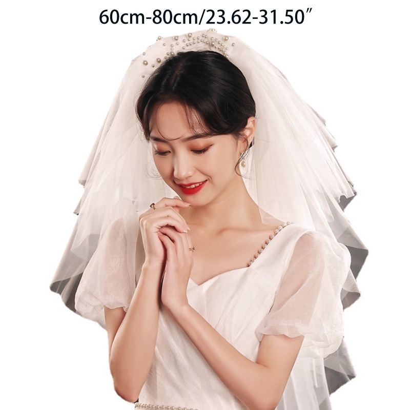 Mạng Che Mặt 2 Lớp Cắt Vải Tuyn Trang Trí Cô Dâu