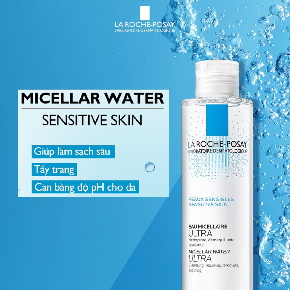 Nước tẩy trang và làm nước làm sạch sâu cho da nhạy cảm La Roche-Posay Micellar Water Ultra Sensitive Skin