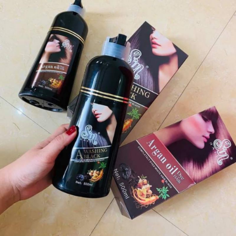 Dầu gội đầu phủ bạc sin hair Nhật Bản 500ml, phủ bạc màu đen nâu đều màu tự nhiên tinh chất nhân sâm không có hại cho da