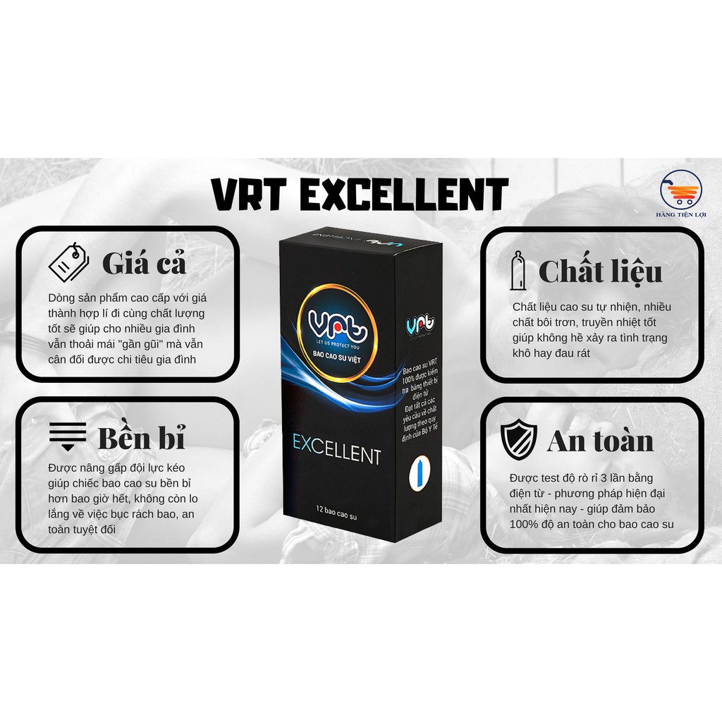 Bộ 5 hộp Bao cao su VRT Excellent 12 chiếc ( 60 chiếc ) - Hàng VN chất lượng cao