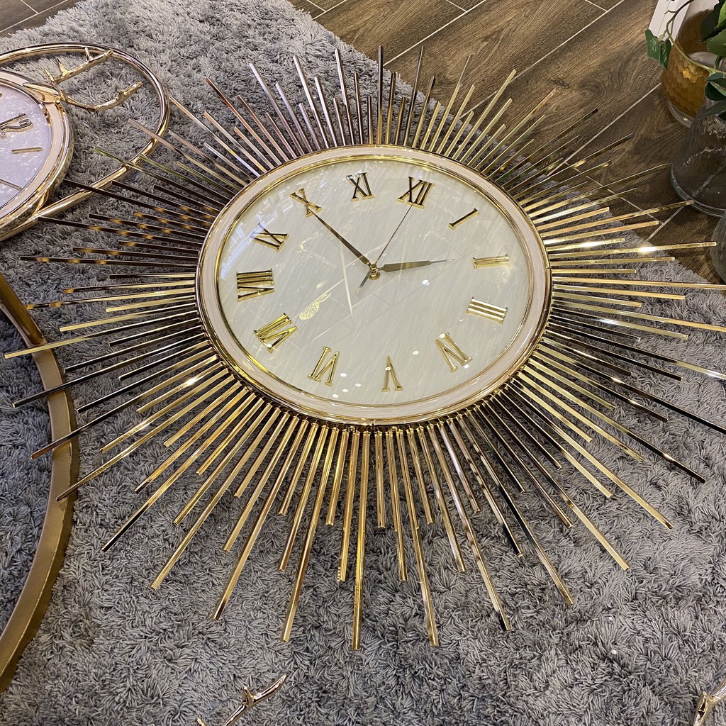 📢 Đồng hồ treo tường decor tia mặt trời trắng