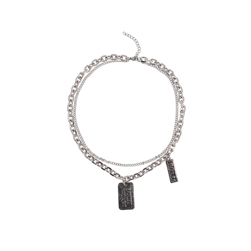 vòng cổ Thép Titan Mặt Khắc Chữ Phong Cách Hiphop Cá Tính