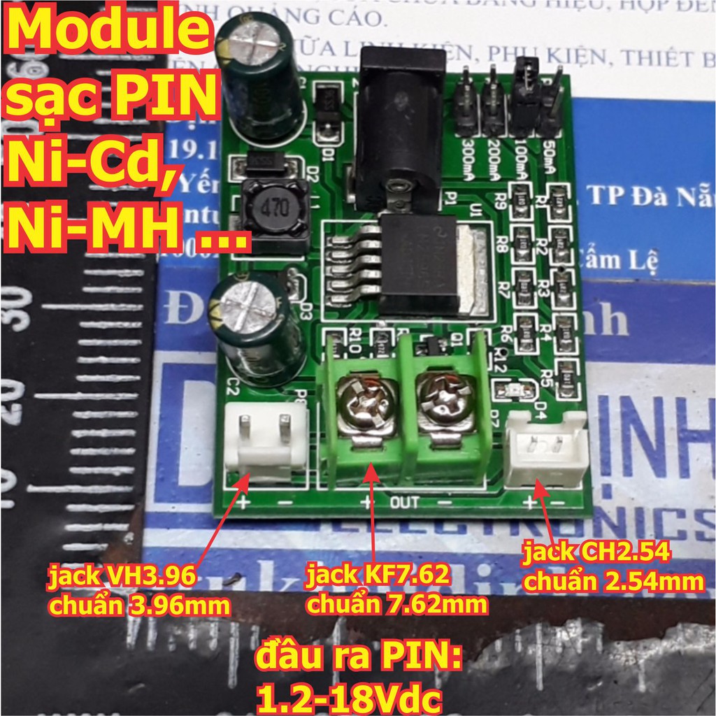 Module sạc PIN Ni-Cd, Ni-MH ... các mức điện áp khác nhau 1.2-18V, áp vào 6-24V kde6269