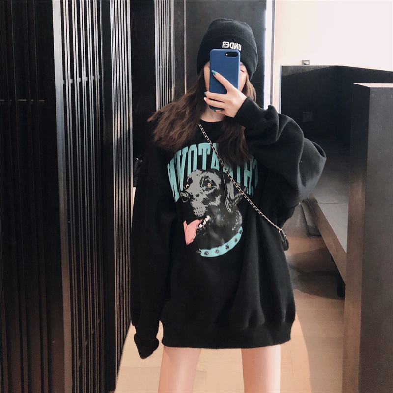 Áo sweater form rộng Unisex con chó siêu xinh PT3, Áo hoodie nỉ không mũ phong cách oversize streetwear | BigBuy360 - bigbuy360.vn