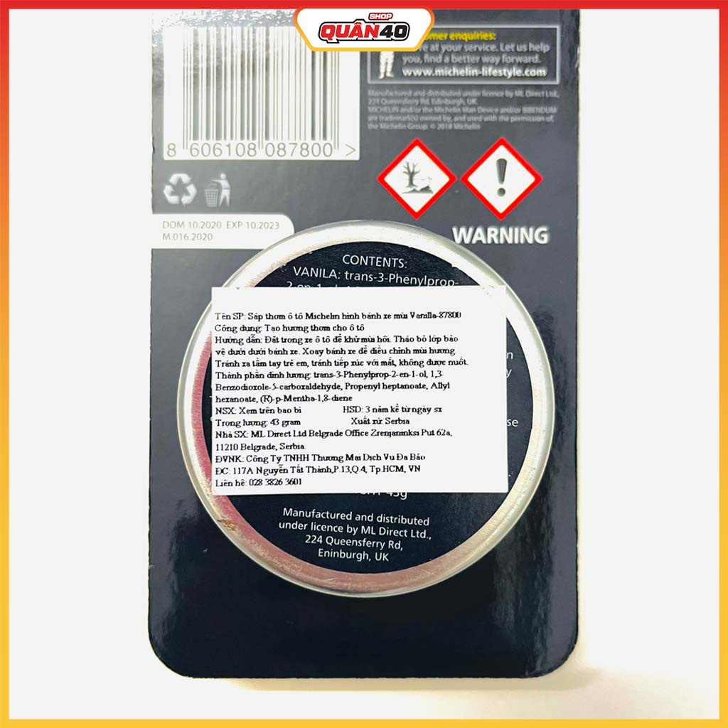 Sáp Thơm Khử Mùi Ôtô Hình Bánh Xe Michelin - Hàng Chính Hãng