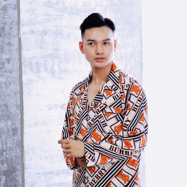 Bộ đồ ngủ mặc nhà pijama dài tay  nam cao cấp ,chất lụa pháp không nhăn mềm mịn form to rộng