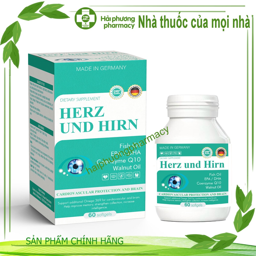 Herz Und Hirn - Hỗ trợ tuần hoàn não , ngăn ngừa nhồi máu cơ tim và bồi dưỡng võng mạc mắt - Đức 60 viên