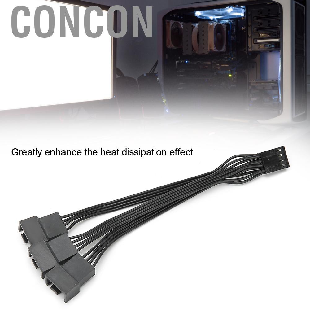CONCON Fan Splitter Adapter  1 to 3 4 Pin Extension Cable 14cm/5.5 \'\' for Computer