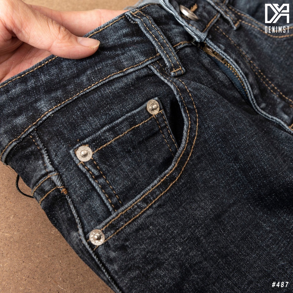 Quần jean nam xanh đậm trơn slim fit, quần bò nam đẹp DENIMST 487 | BigBuy360 - bigbuy360.vn
