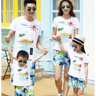 Combo Quần Áo Đi Biển Gia Đình 3 Size Bé