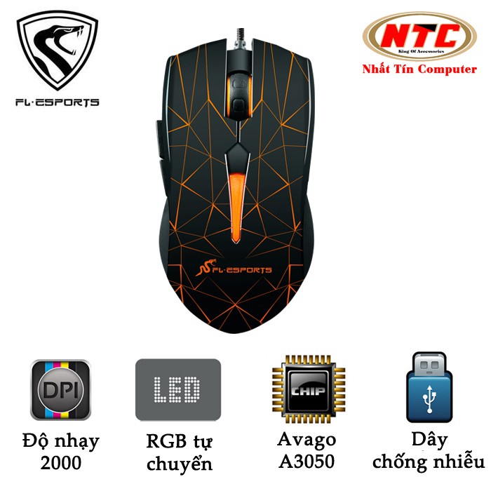 Chuột chuyên game cao cấp FL Esports G11 DPI 2000 - Led RGB tự chuyển (Đen) - Nhất Tín Computer