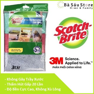 Bộ 3 [Khăn Lau Bếp Đa Năng Tiện Dụng] Microfiber - Scotch-Brite 3M - KL-BEP3 - Ba Sau Store