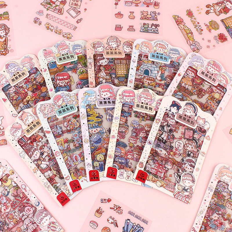 Bộ 4 Tờ Sticker Hành Trình Thời Gian - Nhãn Dán Trang Trí Sổ Tay
