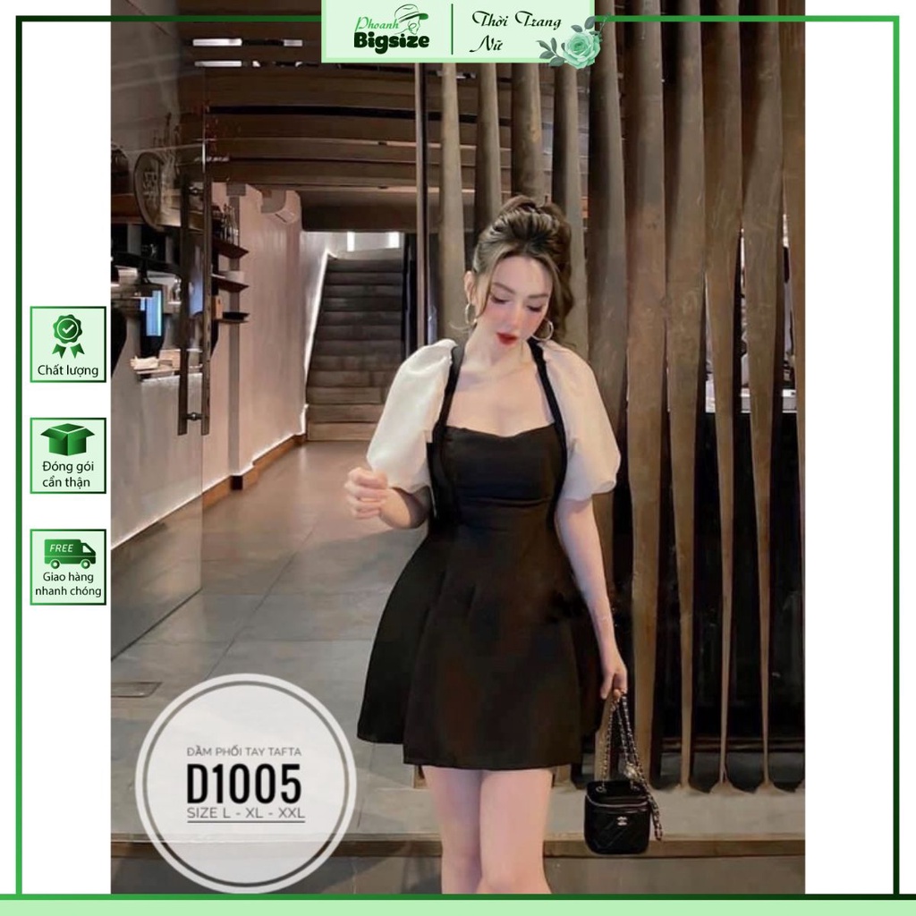 (60-90KG) BIGSIZE Đầm phối tay tafta D1005