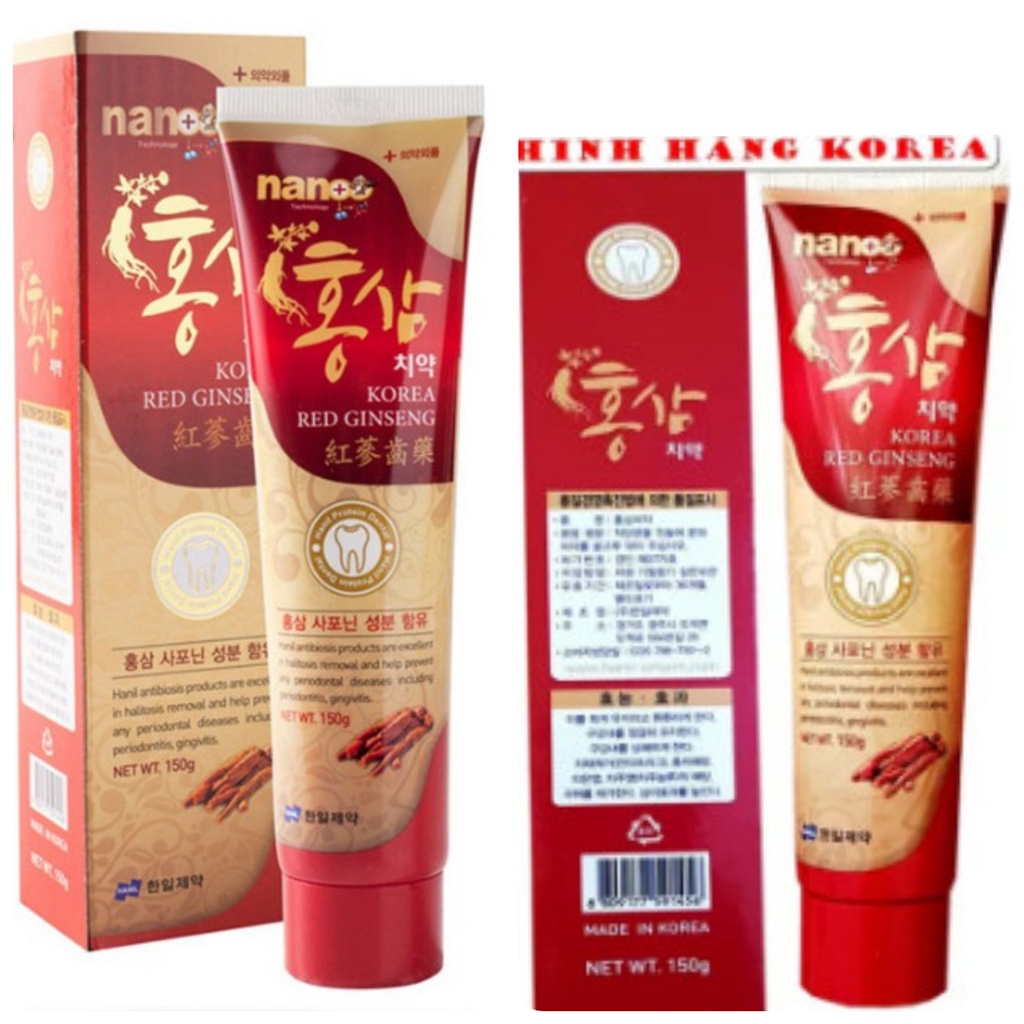 Kem đánh răng hồng sâm Nano Hàn Quốc 150 g
