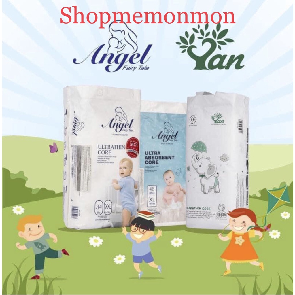 Tã/bỉm dán/quần ANGEL Trắng/Xanh/Yan đủ size S66, M60, L56, XL52, M40, L38, XL36, XXL34, XXXL30
