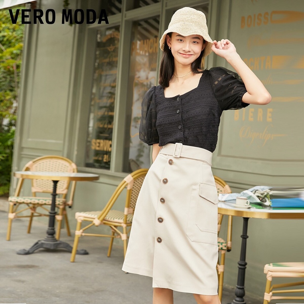 Vero Moda Chân Váy Midi Có Thắt Lưng Cạp Cao Trơn Cho Nữ 321216016