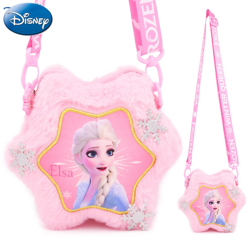 Frozen Children's Plush Crossbody Bag Girl Cute Sling Bag Rainbow Pony Elsa Shoulder Bag Kids Cartoon Princess Bag Gift