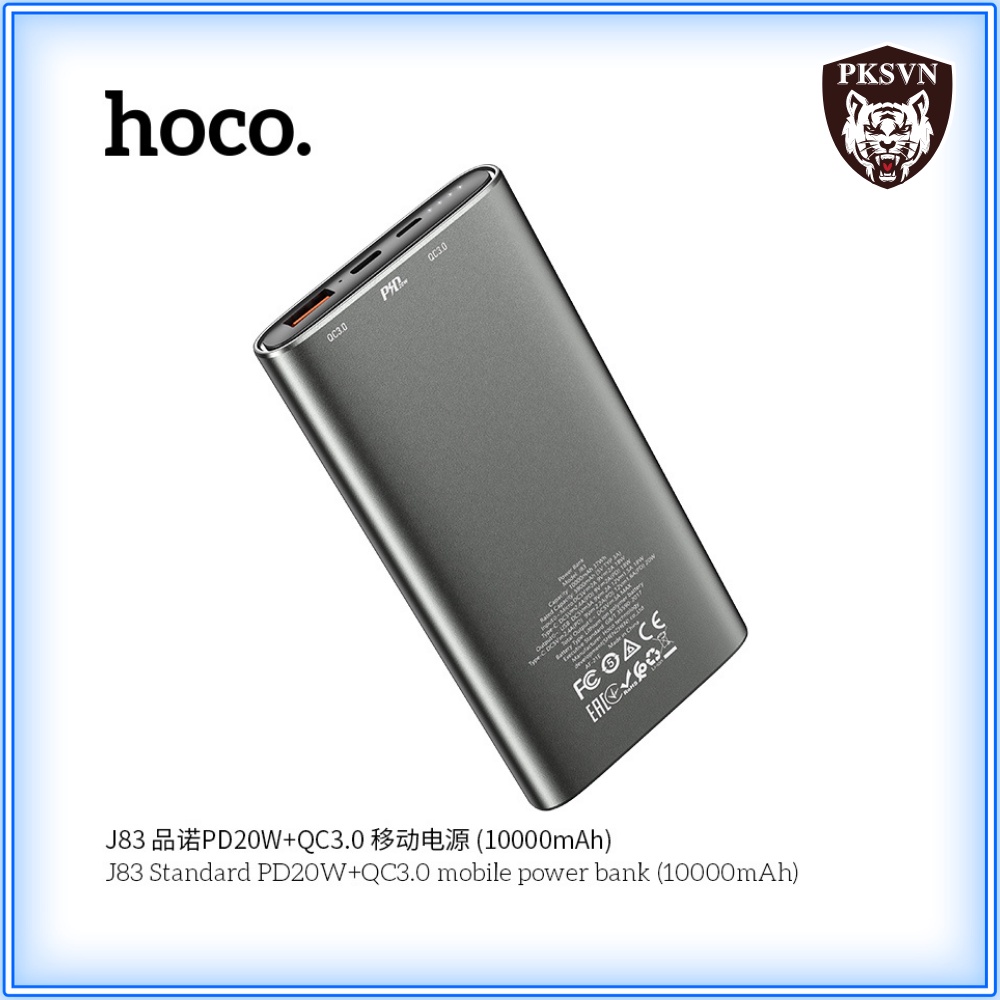 Sạc Dự Phòng Sạc Nhanh PD 20W Chính Hãng Hoco J83 - Pin Dự Phòng 10000mAh Siêu Mỏng Chuẩn QC 3.0, Type C - BH 12 Tháng