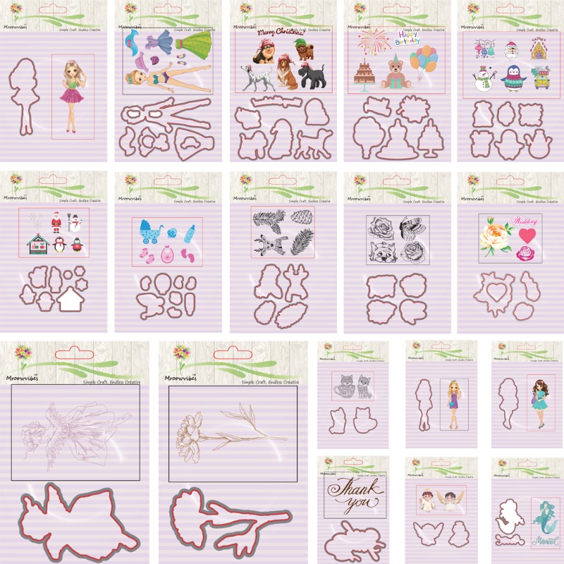Aoto Khuôn Silicone Trong Suốt + Khuôn Cắt Kim Loại Hình Mèo Trang Trí Scrapbook