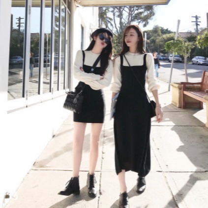 DUNEA Women's New Color Matching Lantern Sleeve Knitted Dress