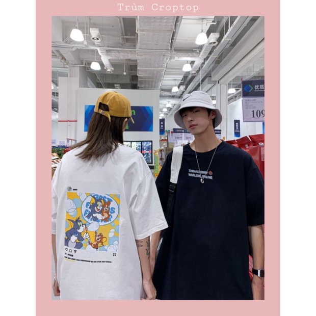 Áo Thun Tay Lỡ In Hình T&J Online 2 Màu Đen - Trắng, Áo Phông Nam Nữ Unisex