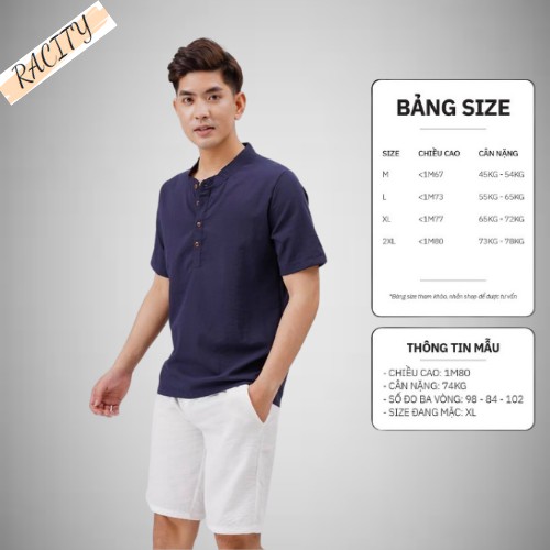 Áo Đũi Nam Cổ Tàu Ngắn Tay Đẹp Cao Cấp RACITY AD63 | BigBuy360 - bigbuy360.vn